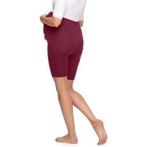 Be Mammy MS-MS10-299-LE Dames Zwangerschapsleggings Leggings - Sport - Vrijetijdsbroek - Kort - Katoen - Sporbroek - Yogabroek - Wijn - M