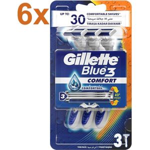 Gillette - Blue3 - Wegwerpscheermesjes met Comfort Gel - 18 Stuks - Voordeelverpakking