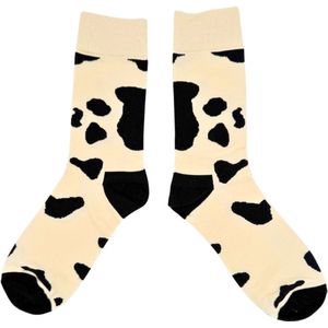 Tutti Footi - Grappige Sokken - Zwart/Wit - Koeienvlekken