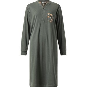 Lunatex - warm dames nachthemd 224188 - aangeruwd interlock - green uni - maat XL