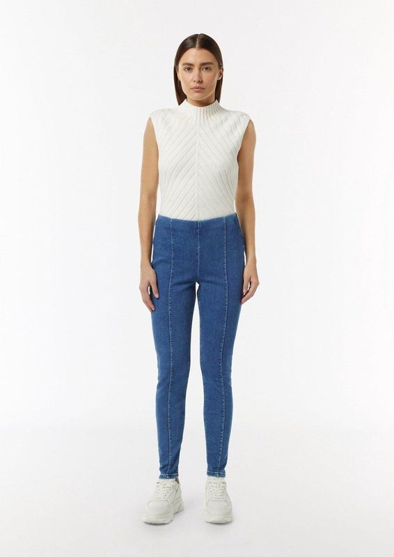 Jeans - Blauw Denim - Elastische Taille - Skinny Pasvorm - Lang