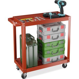gereedschapswagen - 76 x 78 x 35 cm - tot 100 kg - staal - leeg - rood