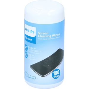 Philips Schermdoekjes - 100 stuks - Schermreiniger/ Brillendoekjes - Streeploos - Afsluitbaar