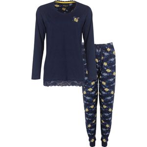 Tenderness Dames Pyjama - Katoen - Lange Mouwen - Blauw - Maat XL