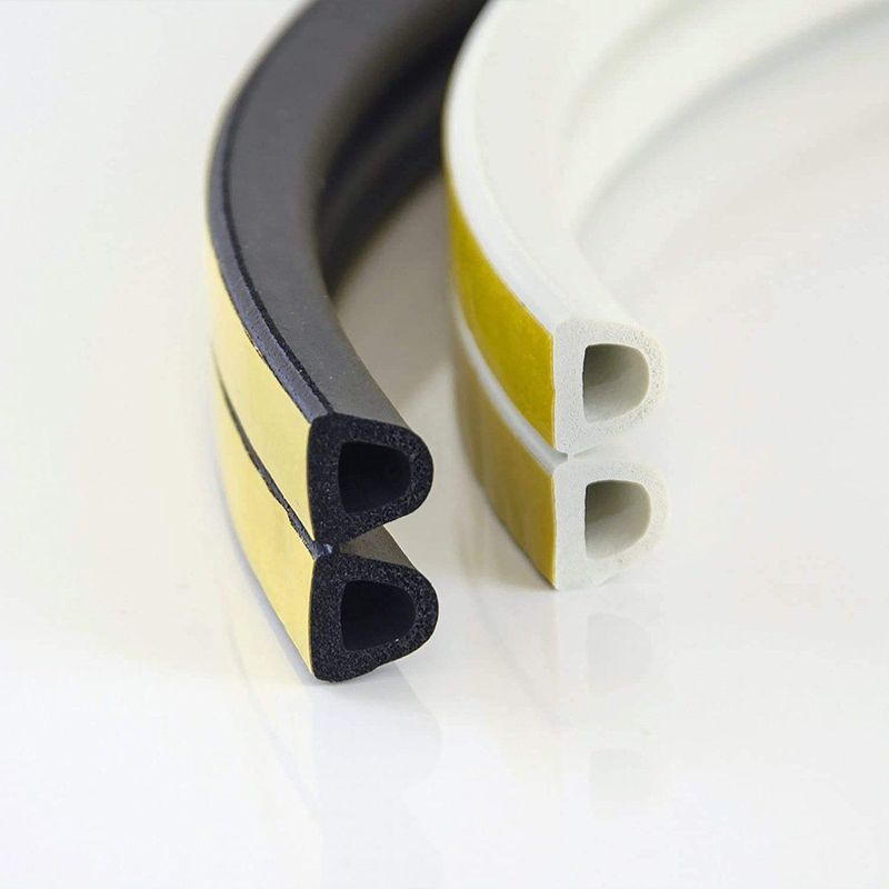 DQ-PP Raamafdichting, 1 meter, Wit, Zelfklevend, Profiel D 10x12 millimeter, Afdichtingsband, Klevend Isolatietape Klevende Afdichting Rubberen Raamafdichtingsband