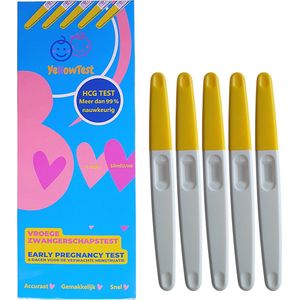 YellowTest - Vroege zwangerschapstest - Early Pregnancy Test - Extra vroeg Midstream- 10 mIU/ml - HCG test - 5 stuks