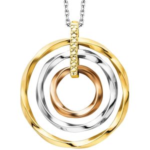 Julie Julsen Anhänger mit Kette 925/- Sterling Silber rhodiniert/vergoldet tricolor 3 Kreise