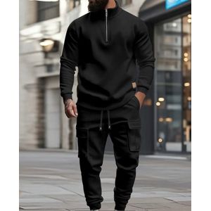 2 delige stoere warme heren set dikke joggingsbroek en trui met rits maat XL