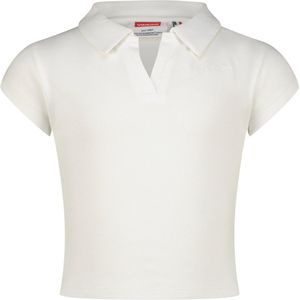 Vingino Top G-basic-crop rib polo Meisjes Poloshirt - Real White - Maat 128