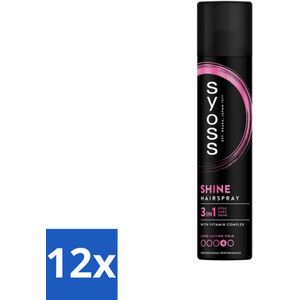 Syoss - Shine Hold - Haarspray - Glans & Fixatie - 300 ml - Voordeelverpakking - 12 stuks