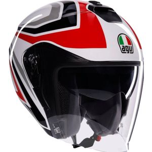 AGV - Irides E2206 - Open Face Helm - Tolosa Zwart/Grijs/Rood - Hoogwaardige Materialen