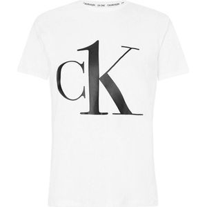 Calvin Klein dames stretch O-hals crewneck big logo shirt wit - S