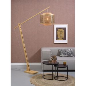 GOOD&MOJO Vloerlamp Bhutan - Bamboe/Zwart - 150x40x207cm - Scandinavisch,Bohemian - Staande lamp voor Woonkamer - Slaapkamer