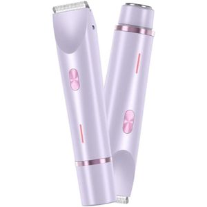 Dubbele scheerkoppen - Epilator voor dames - Haartrimmer - Elektrische epilator - Waterdicht nat en droog - Lichaamshaartrimmer - Gezichtsepilator - Voor bikinilijn, oksels, benen, armen, lichaam en gezicht - Paars