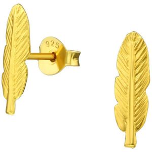 Montebello Oorbellen Bianne Gold - 925 Zilver Verguld - Veer - 5x13mm