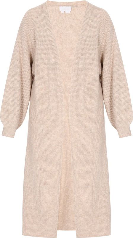 usha - WHITE LABEL - Gebreide Mantel - Beige - Lange Pasvorm