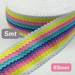 5 Meter TAILLEBAND ELASTIEK, Breedte 65MM, Kleur WIT / GEEL / ROZE / BLAUW / VIOLET