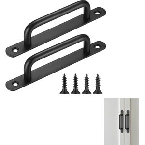 Schuifdeurgrepen - Roestvrij staal met zwarte baklak - Schuifdeur komgreep - Schuifdeurgreep - schuurdeurgreep - voor schuifdeuren, kasten en kledingkasten, solide en eenvoudig te - meubelgreep - Set van 2