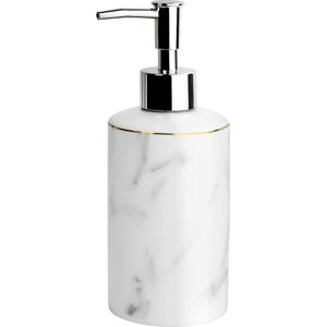 Umlaca afwasmiddeldispenser, keramiek, dispenser zeepdispenser 320 ml, zilveren metalen pompkop, geschikt voor handzeep, shampoo, douchegel, wasmiddel, keuken, badkamer, douche gemarmerd