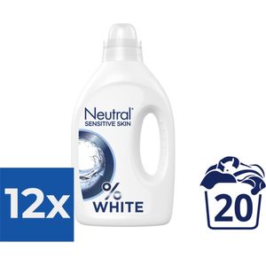 Neutral - Vloeibaar Wasmiddel - Witte Was - 1 Liter - 20 wasbeurten - Voordeelverpakking 12 stuks