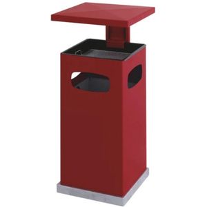 Staande Afvalbak buiten/ Sigarettenbak/ As-afvalbak/As-papierbak/Buitenasbak/ Sigaretten en afvalbak/ Rood poedercoated