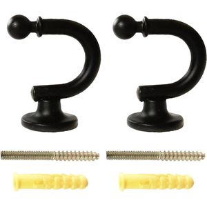 Enkele kledinghaken met schroeven - 2 stuks - Zinklegering haken - Gordijnhaken - Wandmontage - Badkamer, slaapkamer - Woonkamer - Hal - Garderobe
