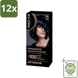 SYOSS - Coloration 1-4 Cosmic Blue - Haarverf - Grijsdekking - Vermindert Haarbreuk - Voordeelverpakking - 12 stuks - Zwart haar - Grijsdekking