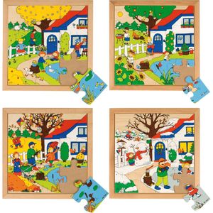 Educo Puzzelserie Seizoenen - Kinderpuzzels - Houten speelgoed - Houten puzzel - Educatief speelgoed - Kinderspeelgoed - Set à 4 stuks