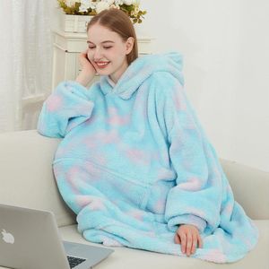 Sherpa Fleece Hoodie Deken - Warme en Gezellige Draagbare Deken - Uniseks - Pluche Flanellen Capuchondeken met Zak - Cadeau-idee