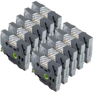 10 Pack Compatible Label Tape TZe-121/ TZ-121 Zwart op Transparant 9mm x 8m voor Brother PT-7500, PT-1650, PT-1700, PT-1750, PT-1760, PT-1800, PT-1810, PT-1830 label printer