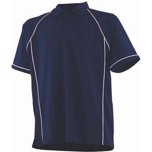 Herenpolo 'Piped Performance' met korte mouwen Navy/White - XXL