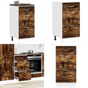 vidaXL Onderkast 40x46x81,5 cm bewerkt hout gerookt eikenkleurig - Onderkast - Onderkasten - Keukenkast - Keukenblok