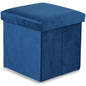 Opvouwbare poef M - 30x30x30cm marineblauw fluweel
