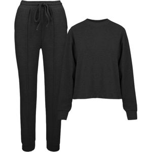 Zwarte Lounge Set - Jogger set - Zwarte Sweater & Joggingbroek - Dames Kledingset - Maat S