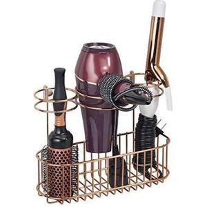 mDesign - Metaaldraad Kast - Rose Goud - Wandhouder Haarverzorging & Styling Tool Organizer