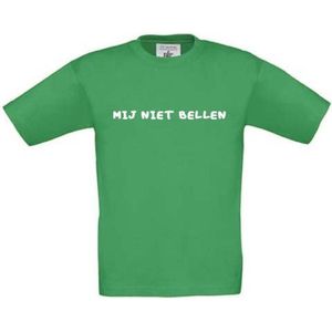 T-shirt voor kinderen met opdruk “Mij niet bellen” | Groen t-shirt | opdruk wit | T-shirt met tekst