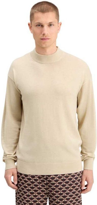 Scotch & Soda - Dropped Shoulder Mock Neck Sweater - Beige - Heren