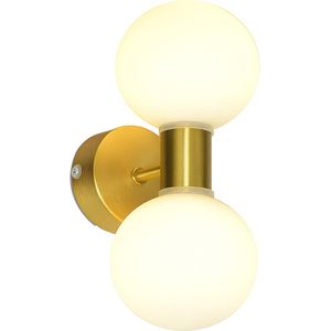 Olucia - Moderne badkamer wandlamp goud, Amer, IP44 - Geschikt voor Badkamer - Vorm: Rond