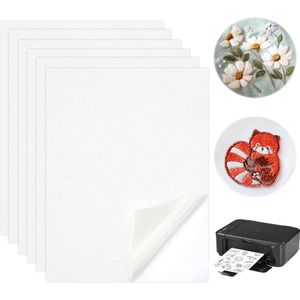 Oplosbaar borduurvlies zelfklevend voor borduren - A4 - 6 stuks - bedrukbaar - wateroplosbaar - 21 x 29 cm .