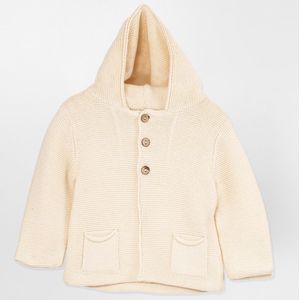 Minora Baby Gebreid Vest met capuchon- Babykleding jongens en meisjes- Cardigan-Hoogwaardige Baby jas- Unisex Winterjas- Beige 24 Maanden/92- Kraamcadeau - Babyshower, Newborn- Sinterklaas