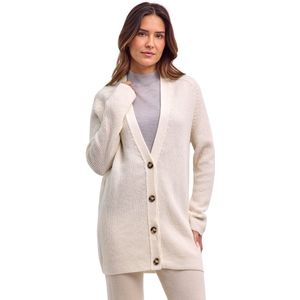 FALKE Selection Ribbed Long zacht warm wol functioneel materiaal cardigan dames wit - maat XS