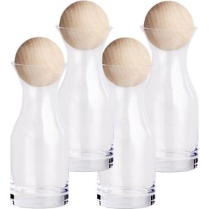 4x Glazen kleine flessen/karaffen met bal dop 250 ml - Keuken/kookbenodigdheden - Tafel dekken - Olie/azijn flessen