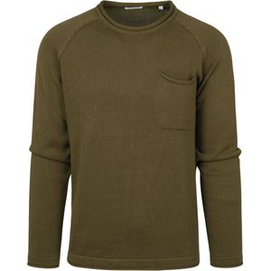 KnowledgeCotton Apparel - Sweater Olijf Groen - Heren - Maat XL - Regular-fit