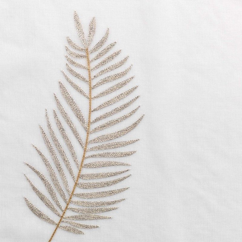 Douceur d'Intérieur - Palmeor - Gordijn - Goud - 140 x 240 cm, Polyester, Metalen Bladpatroon