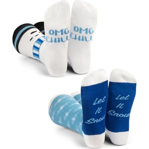 Malinsi® Grappige Sokken - 2pack Snowflake/Snowman - Heren en Dames - Huissokken OneSize - Cadeau man vrouw - Kerstsokken