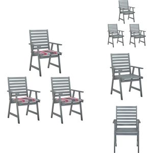 vidaXL Tuinstoel - Tuinstoelen - Tuin Stoel - Tuin Stoelen - Tuinstoelen 3 st met kussens massief acaciahout