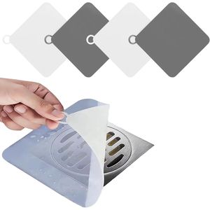 4 stuks - Gootsteendop - 15*15 cm - Afvoerstop - Vloerafvoermat - afvoerpluggen - siliconen afvoerstoppers - douchestopper - gootsteenstopper - keukenafvoerbeschermer - afdichtingsstopper - voor keuken, badkamer en wasruimte - wit, grijs