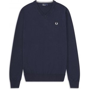 Fred Perry - Classis Cotton V Neck Jumper - Pullover Blauw - S - Blauw