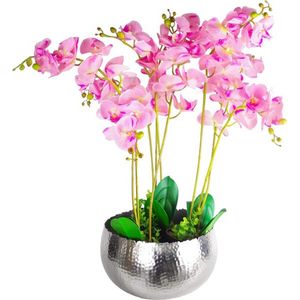 Metalen Plantenbak Curve Grote Metalen Bloempot Bladdesign Zilver 30cm x 20cm