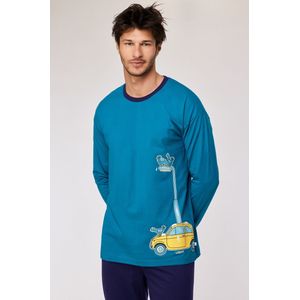 Woody pyjama heren - duif - groenblauw - 252-10-PLU-S/795 - maat L